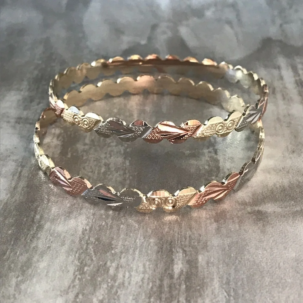 2set TriColor Gold Plated Bangle Cuff - Picture 3 of 7